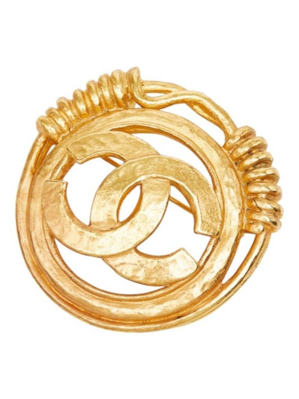 Chanel CC Logo Vintage Brooch 94P Gold Plated